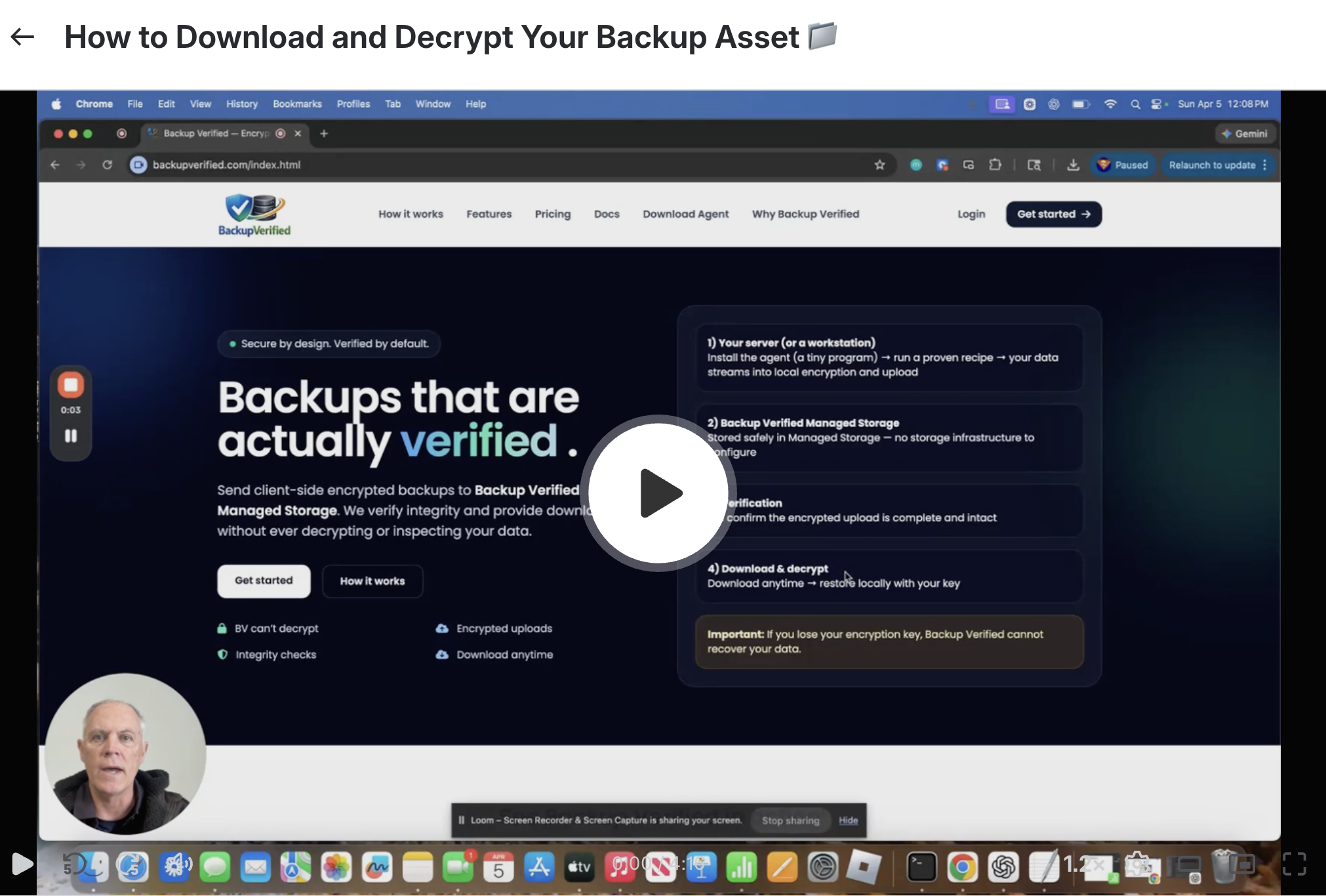 Download and decrypt a backup video thumbnail