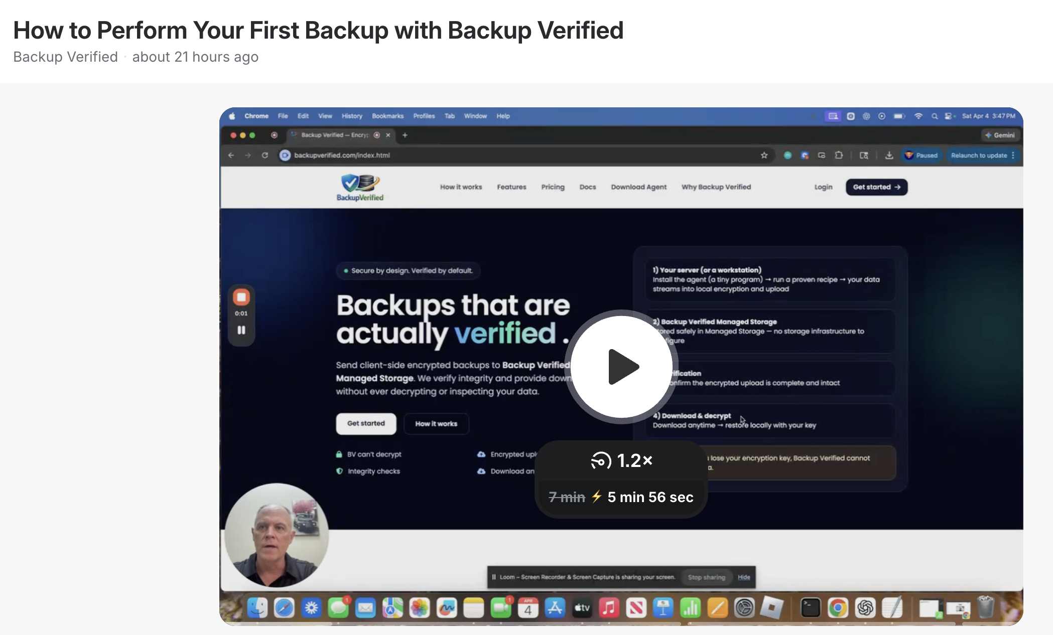 Run a backup and view it in the portal video thumbnail